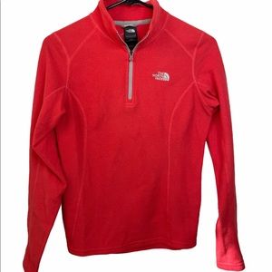 The North Face Quarter Zip Jacket Coral Size Small 1/4 Zip Running Fleece